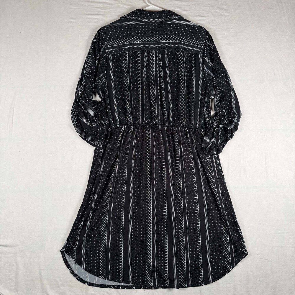 Cato Est. 1946 Black & White Dot Stripe Roll-Tab Shirt Dress – Size 18/20W - Picture 6 of 6